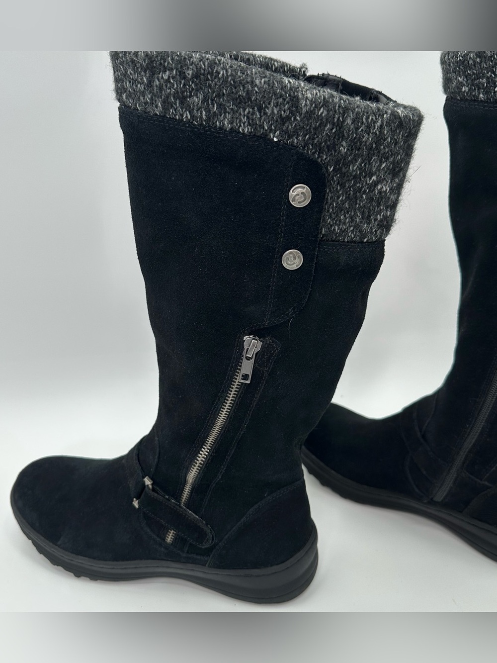 Baretraps Adele Black Suede Knee-High Boot with Cozy Faux Fur Lining Womens 8.5